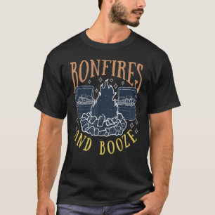 Bonfires And Booze Camping Beer Drinking Cabin Lif T-Shirt
