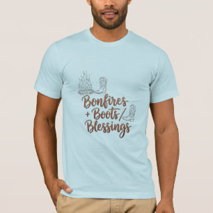 Bonfires Boots Blessings Country Western Design T-Shirt