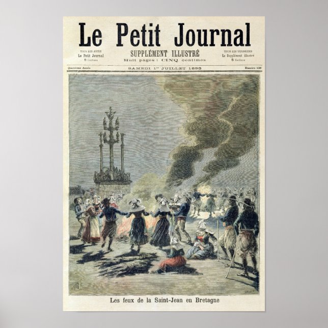 Bonfires lit to celebrate the summer solstice in poster (Front)