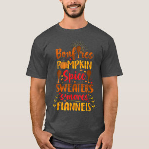 Bonfires Pumpkin Happy Turkey Day Thanksgiving T-Shirt