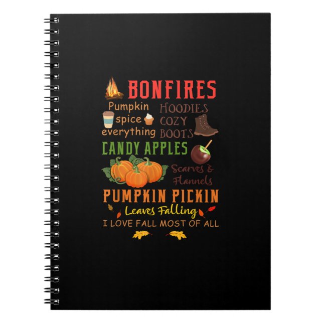 Bonfires Pumpkin Spice Everything Fall Gift Notebook (Front)