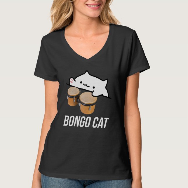 bongo cat meme tshirt with a cute bongo cat (Front)