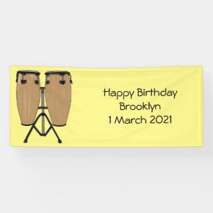 Bongo drum cartoon illustration banner