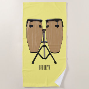 Bongo drum cartoon illustration beach towel