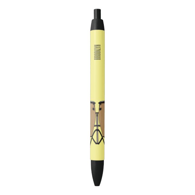 Bongo drum cartoon illustration  black ink pen (Front Vertical)