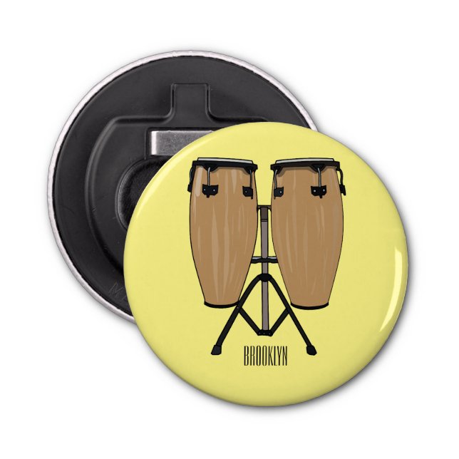 Bongo drum cartoon illustration  bottle opener (Front)