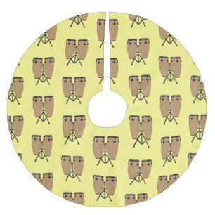 Bongo drum cartoon illustration brushed polyester tree skirt
