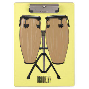 Bongo drum cartoon illustration clipboard