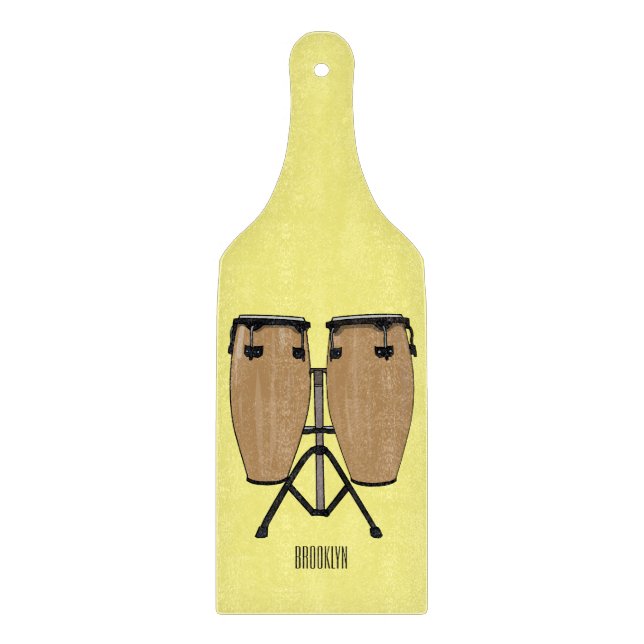 Bongo drum cartoon illustration  cutting board (Front)