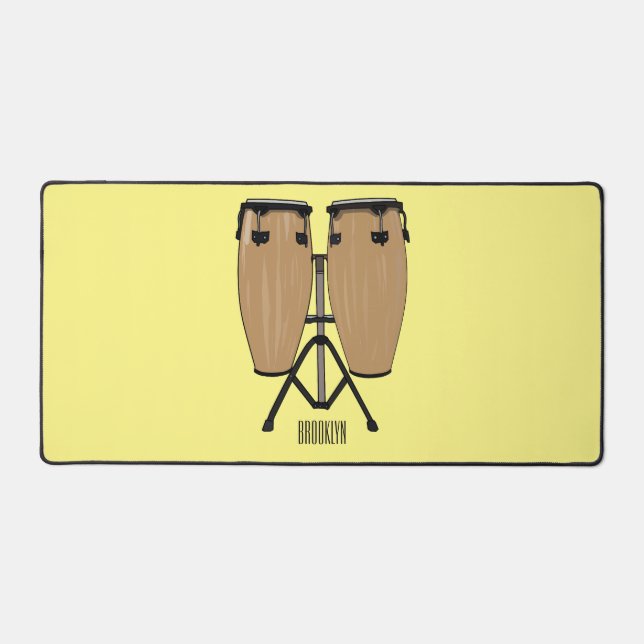Bongo drum cartoon illustration  desk mat (Front)