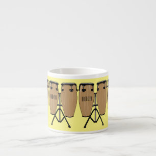 Bongo drum cartoon illustration  espresso cup