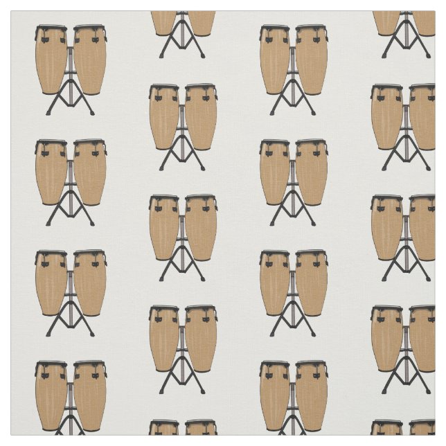 Bongo drum cartoon illustration fabric (Swatch)