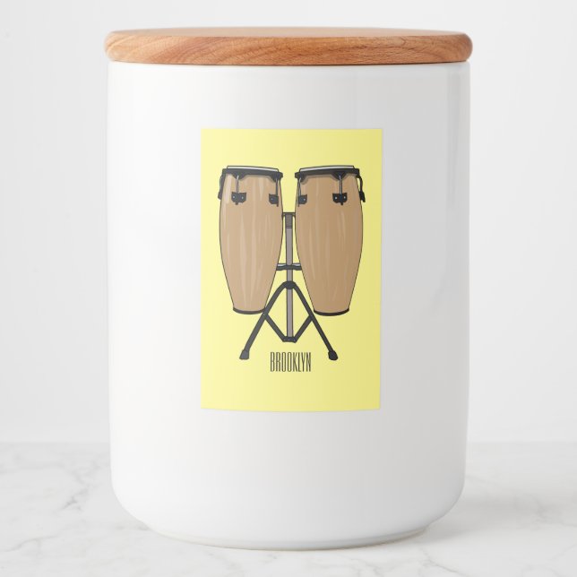 Bongo drum cartoon illustration  food label (Front)