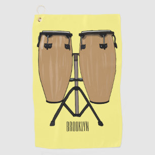 Bongo drum cartoon illustration  golf towel
