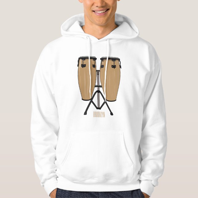 Bongo drum cartoon illustration  hoodie (Front)