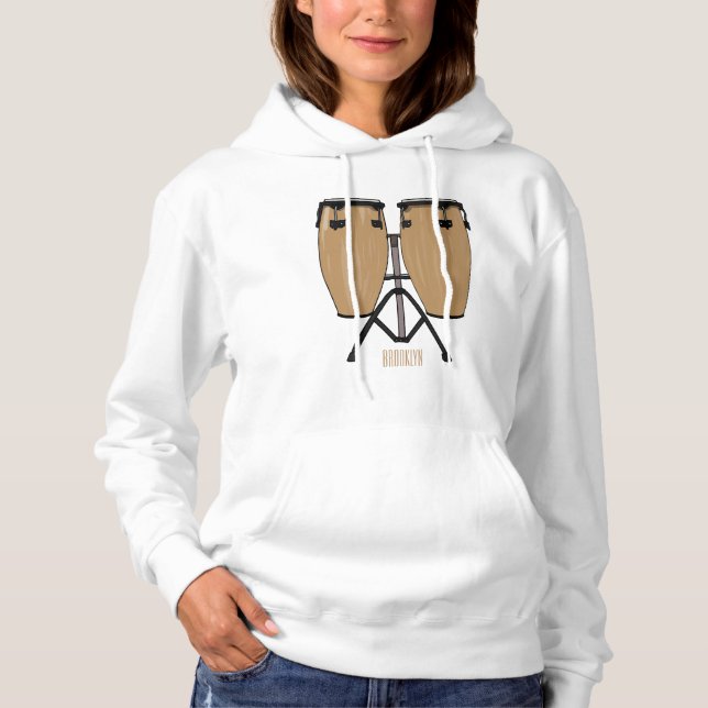 Bongo drum cartoon illustration  hoodie (Front)