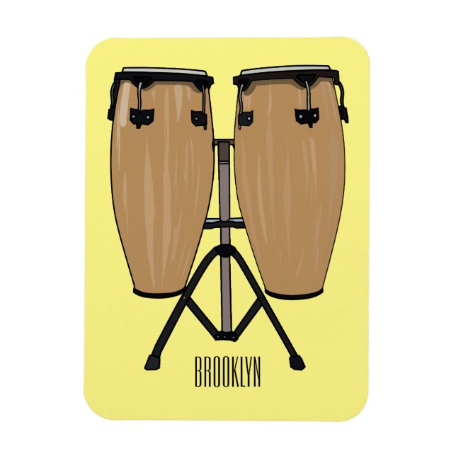 Bongo drum cartoon illustration  magnet (Vertical)