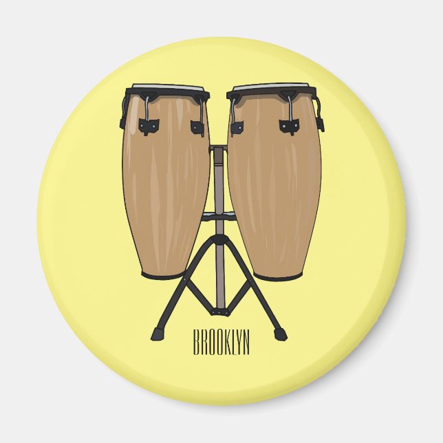 Bongo drum cartoon illustration  magnet (Front)