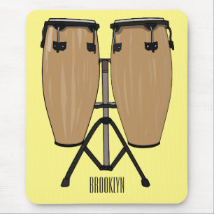 Bongo drum cartoon illustration  mouse pad