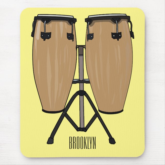 Bongo drum cartoon illustration  mouse pad (Front)
