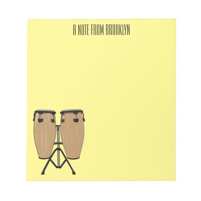 Bongo drum cartoon illustration  notepad (Front)