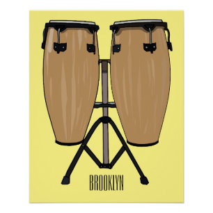 Bongo drum cartoon illustration poster