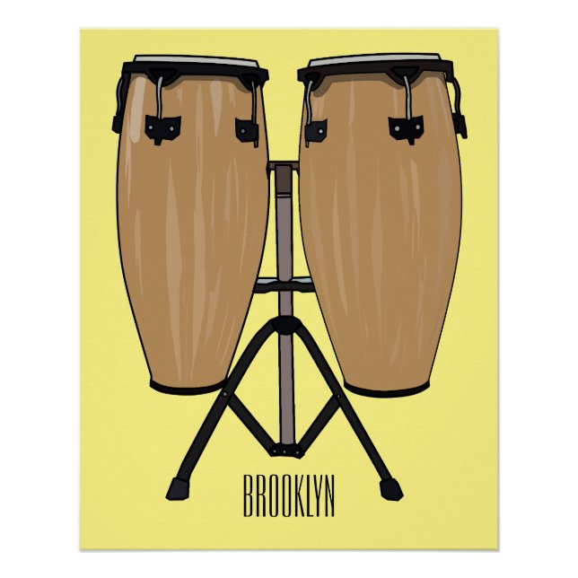 Bongo drum cartoon illustration  poster (Front)