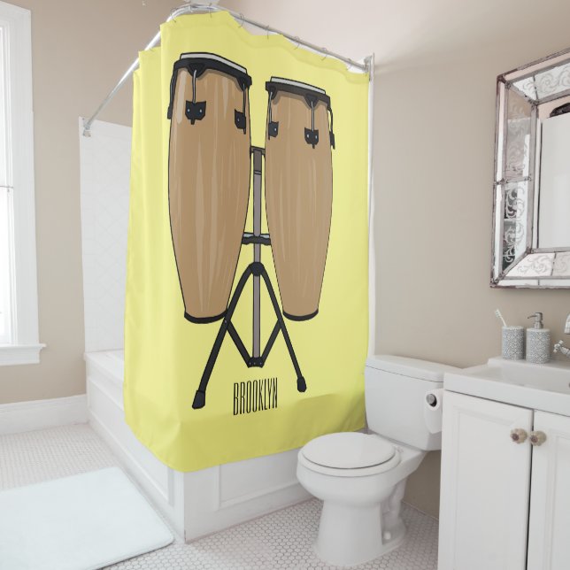 Bongo drum cartoon illustration  shower curtain (In Situ)