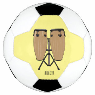 Bongo drum cartoon illustration soccer ball