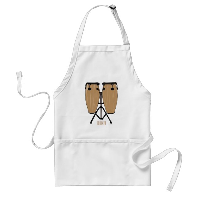 Bongo drum cartoon illustration  standard apron (Front)