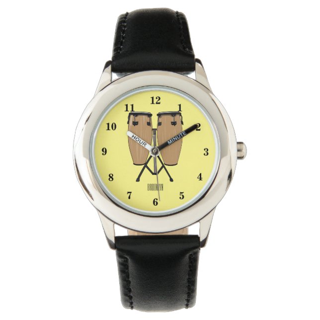 Bongo drum cartoon illustration watch (Front)