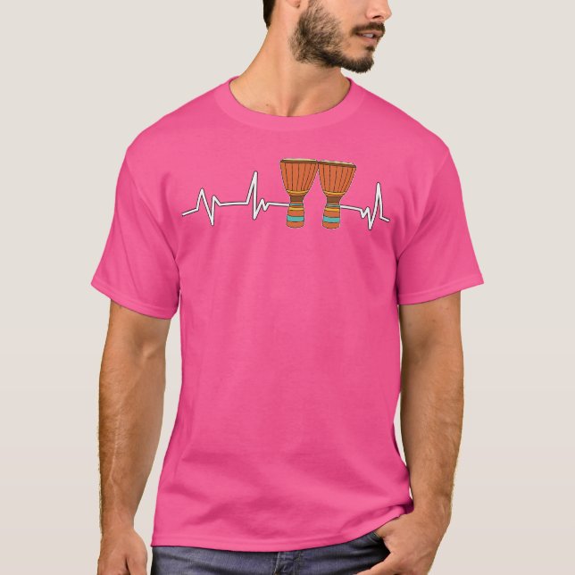 Bongo Drum Heartbeat Ekg Drummer Gift Bongo Drum T-Shirt (Front)