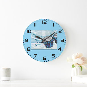 Bongo Drums and Music Notes Large Clock