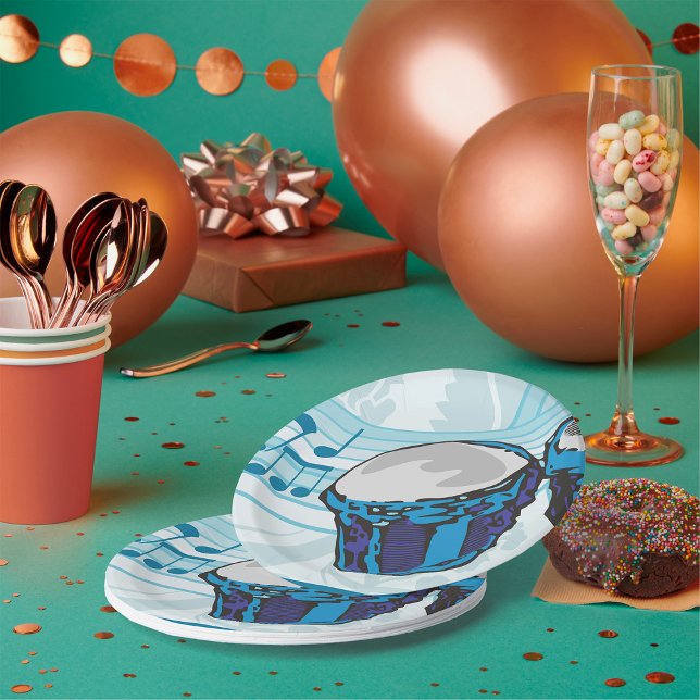 Bongo Drums and Music Notes Paper Plate (Creator Uploaded)