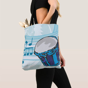 Bongo Drums and Music Notes Tote Bag