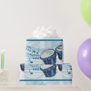 Bongo Drums and Music Notes Wrapping Paper