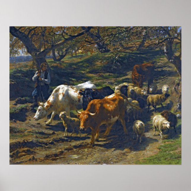 Bonheur - A Shepherd With His Flock Poster (Front)