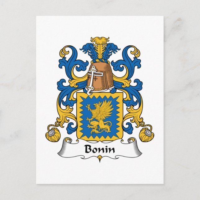 Bonin Family Crest Postcard (Front)