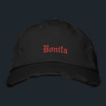 Bonita Black Old English Womens Embroidered Hat<br><div class="desc">Bonita Black Old English Women's Embroidered Baseball Cap</div>