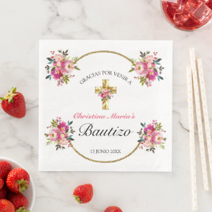 Bonita Del Bautismo De La Cruz Del Oro  Napkin