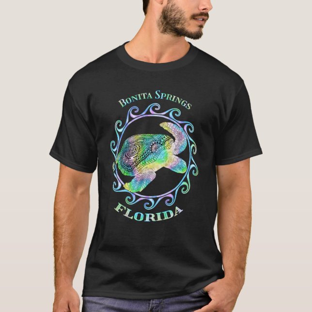 Bonita Springs Florida Vacation Tribal Turtle T-Shirt (Front)