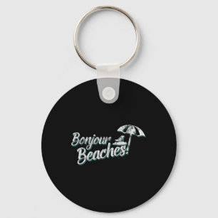 Bonjour Beaches Vintage French Riviera Summer Key Ring