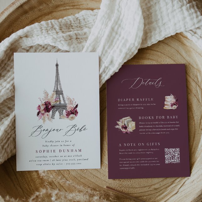Bonjour Bébé All in One Paris Baby Shower Invitation (Creator Uploaded)