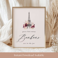 Bonjour Bébé Baby Shower Bonbon Guessing Game Sign