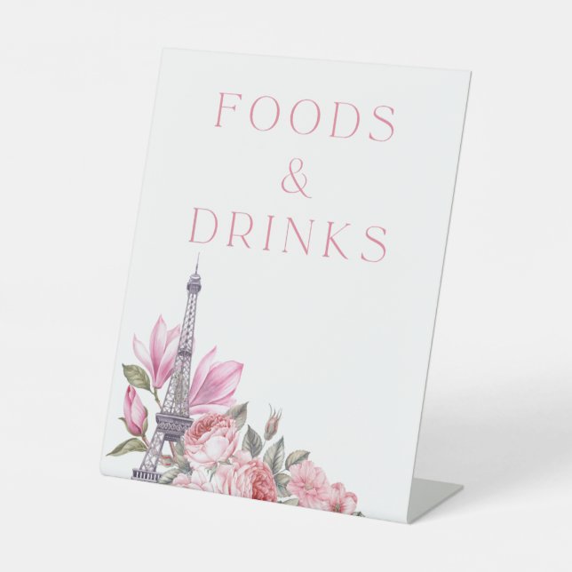 Bonjour Bebe | Baby Shower Food and Drinks Sign (Front)