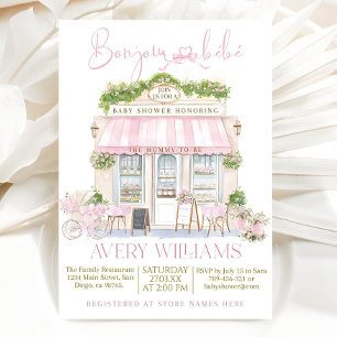 Bonjour Bebe Baby Shower Invitation, French Baby Invitation