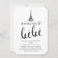 Bonjour Bebe Blue Beret Eiffel Tower Baby Shower