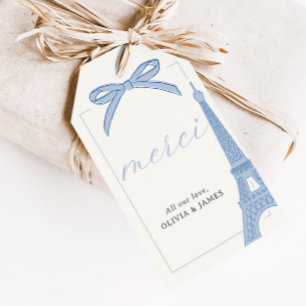 Bonjour Bébé Blue Paris Eiffel Baby Shower Favour Gift Tags