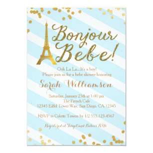 Blue Paris Baby Showers Invitations Announcements Zazzle Nz