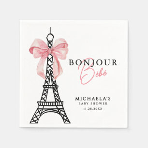 Bonjour Bébé Coquette Bow Paris Baby Shower Napkin